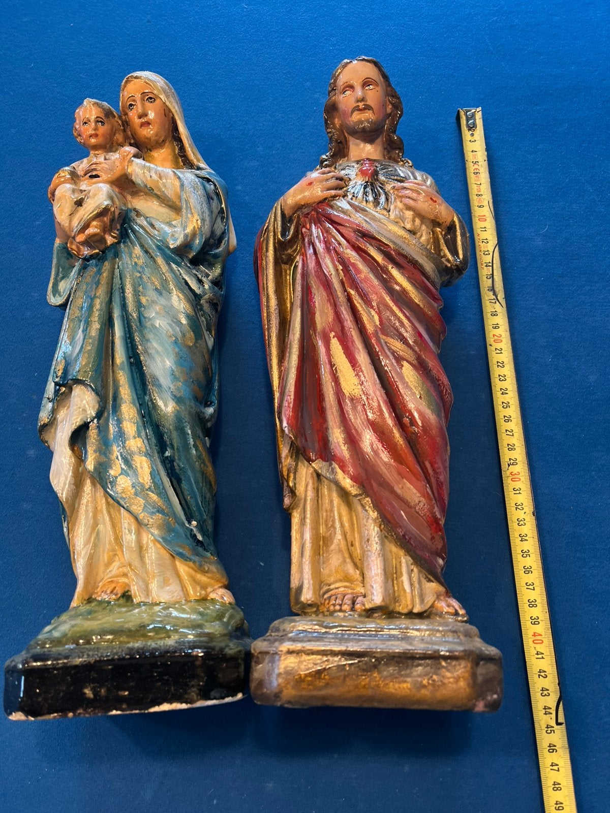 Koppel heiligenbeelden polychroom, Antiek en Kunst, Ophalen
