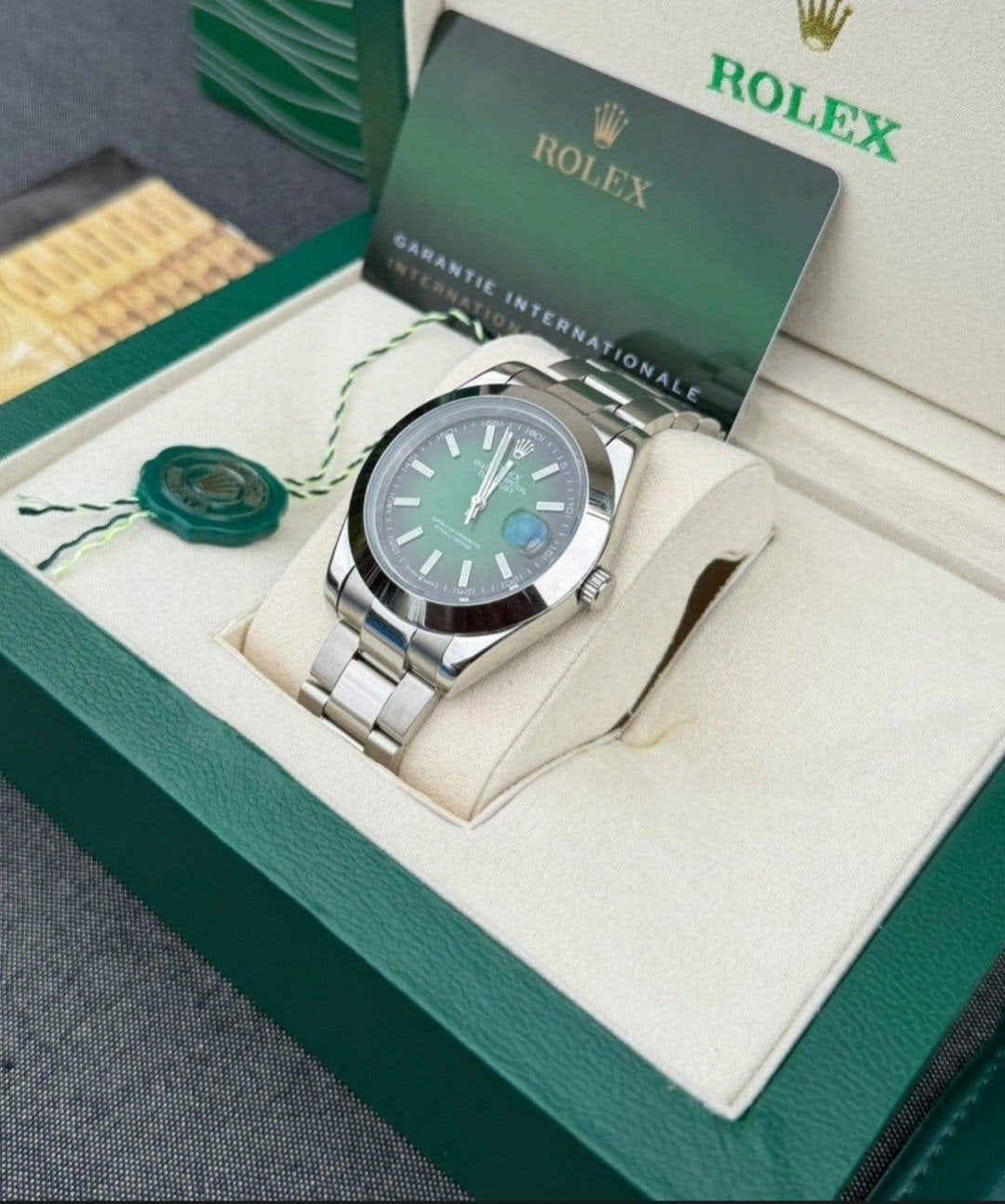Rolex datejust Green 41 mm, Enlèvement ou Envoi, Acier, Acier, Rolex