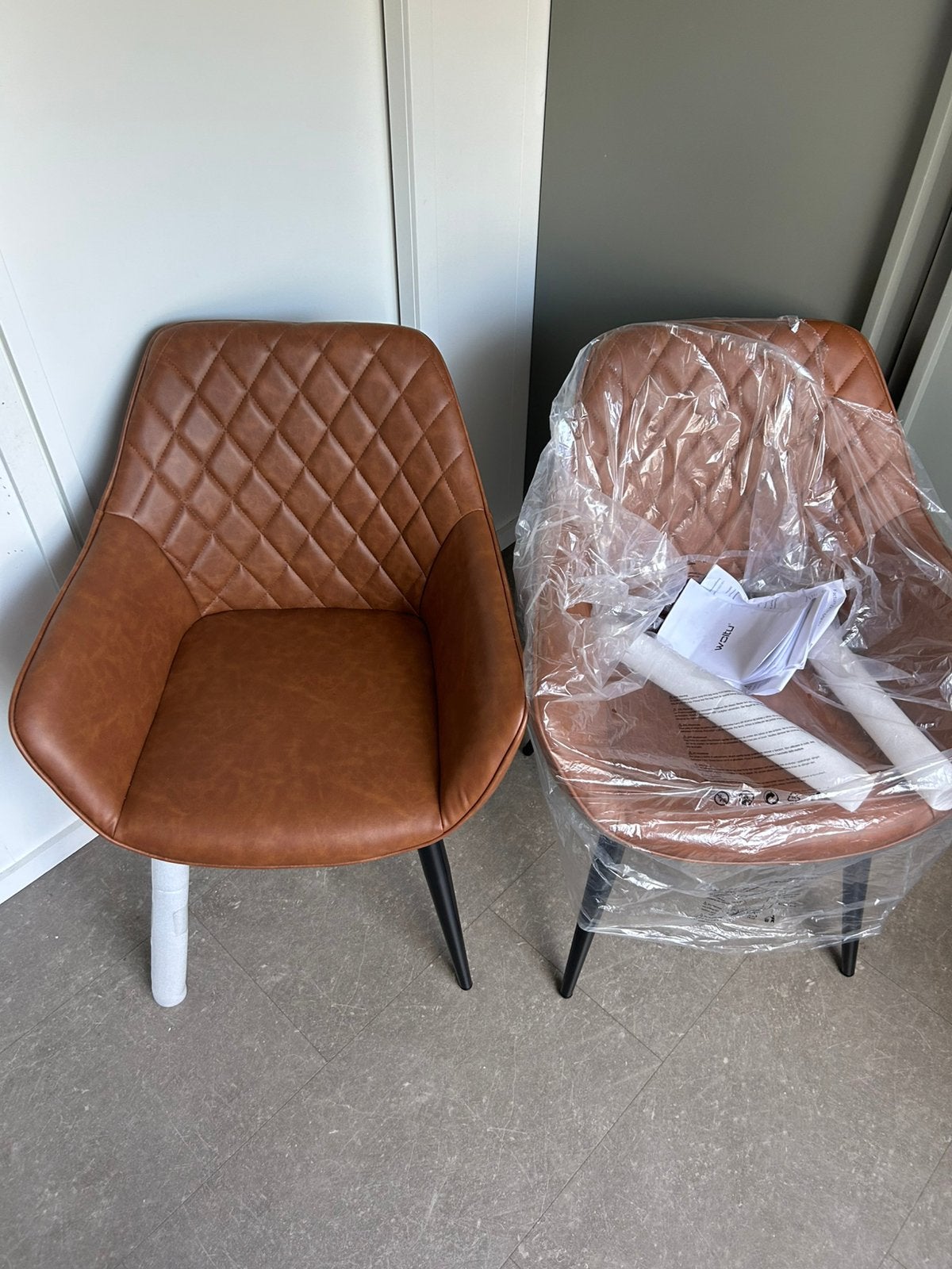 2 Chaise de salle à manger – Similicuir marron, Maison & Meubles, Enlèvement