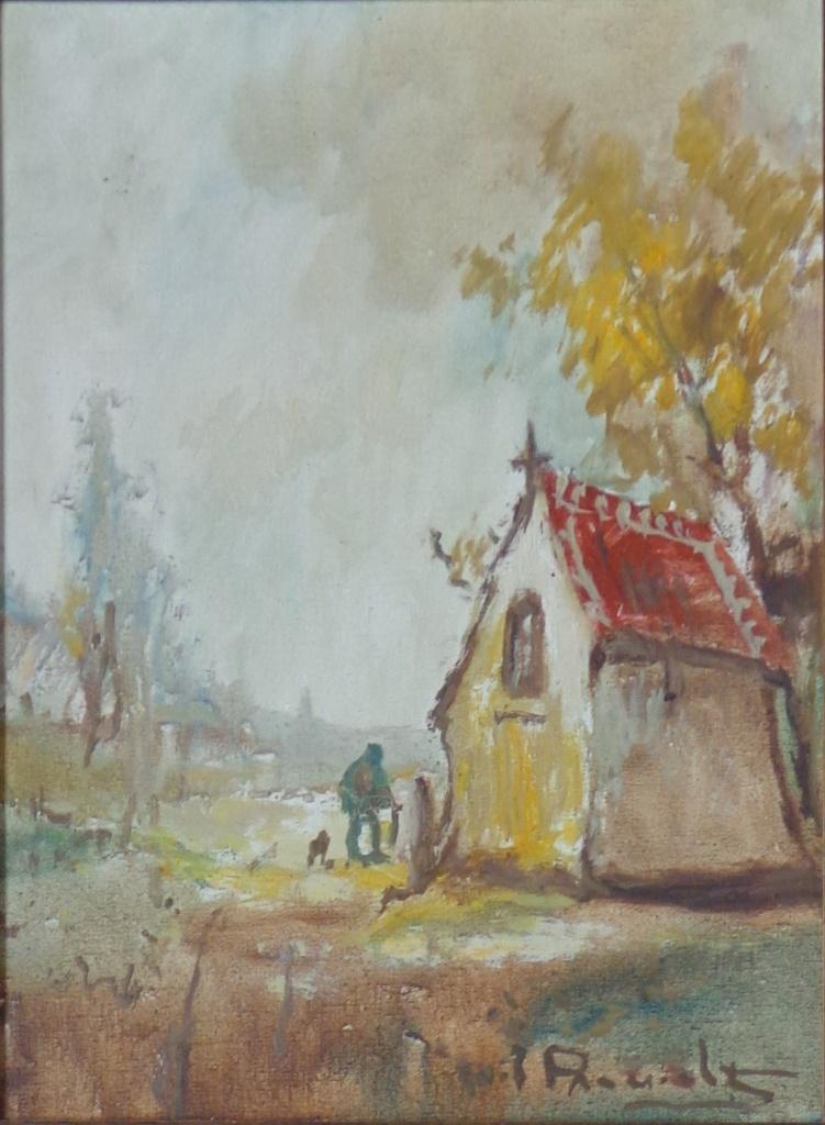 HENRI-JOSEPH PAUWELS / KAPELLETJE / OLIEVERF / 54x44cm KADER, Ophalen of Verzenden