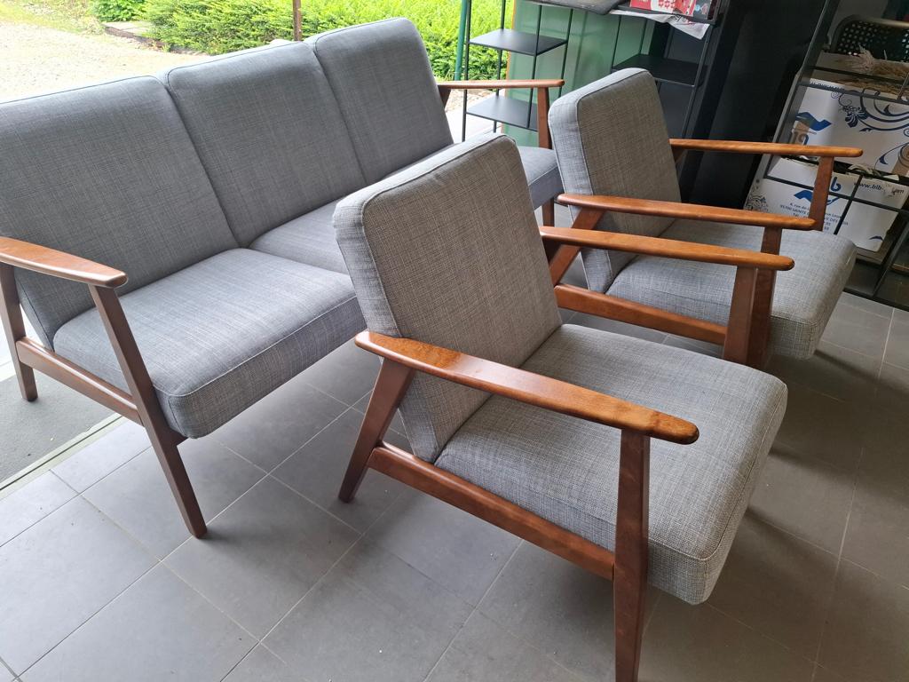 charmant vintage look salon 3 + 1 + 1, Maison & Meubles, Canapés | Salons, Comme neuf, Banc droit, Quatre personnes ou plus, 150 à 200 cm