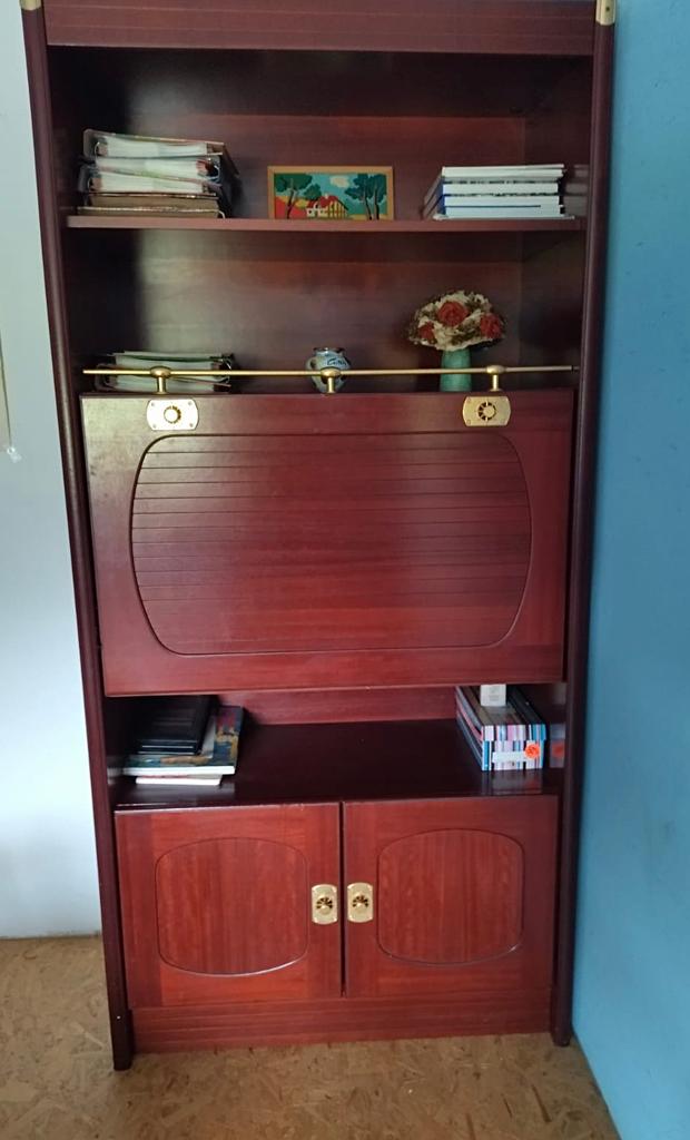Vintage houten bureaukast, Huis en Inrichting, Bureaus, Ophalen, Hout, Zo goed als nieuw, Bureau-kast combinatie