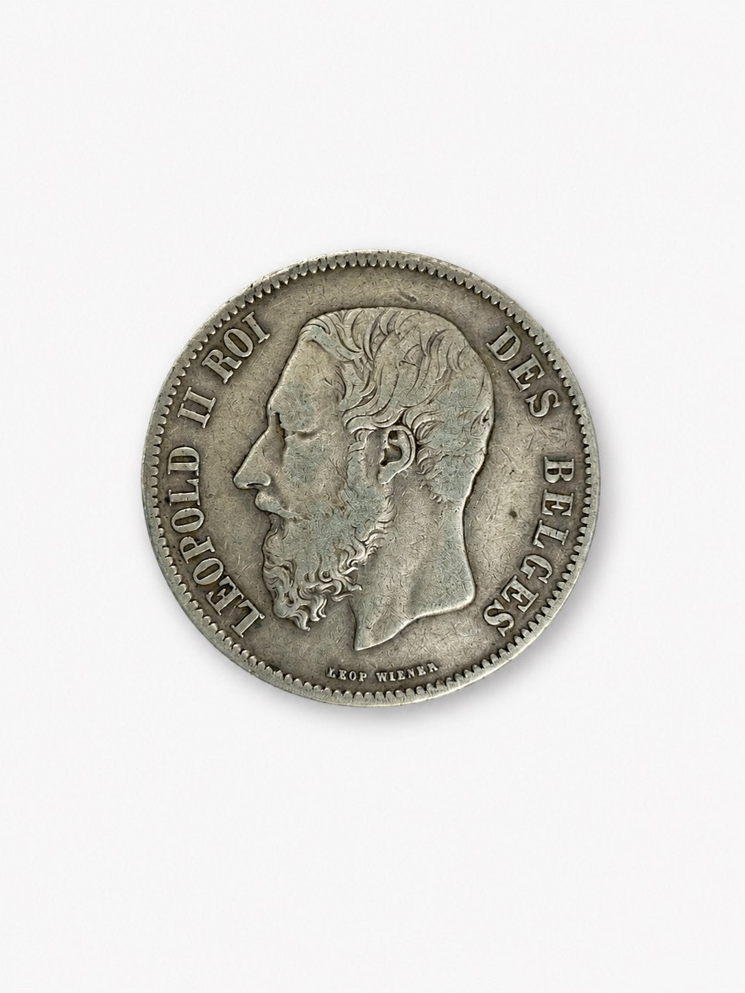 belgische zilveren 5 frank munt 1875 – leopold ii, Postzegels en Munten, Ophalen of Verzenden, Zilver, Zilver