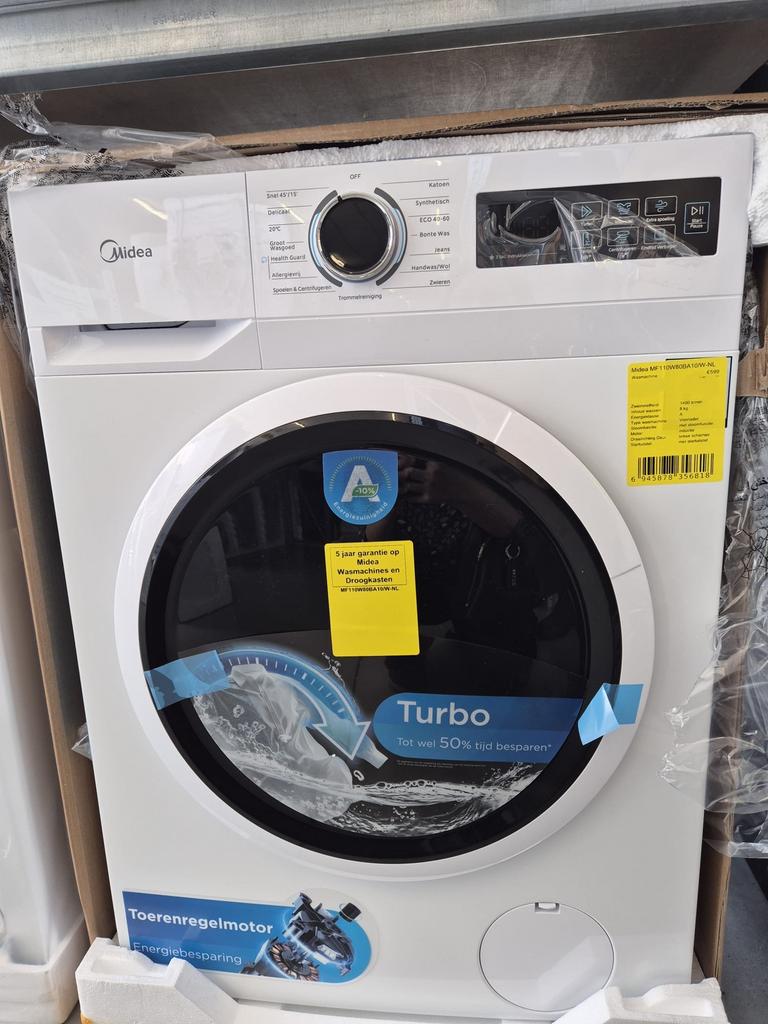 Midea MF 110W80BA 10 Wasmashine (nieuw in verpakking), Elektronische apparatuur, Wasmachines, Ophalen, 1200 tot 1600 toeren, 8 tot 10 kg