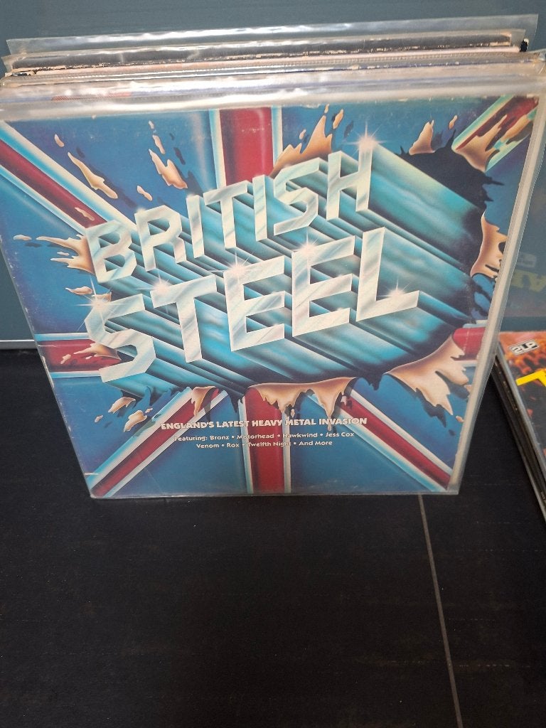 lp - various - british steel - vak 10, Cd's en Dvd's, Gebruikt, Hardrock, Ophalen of Verzenden, 12 inch