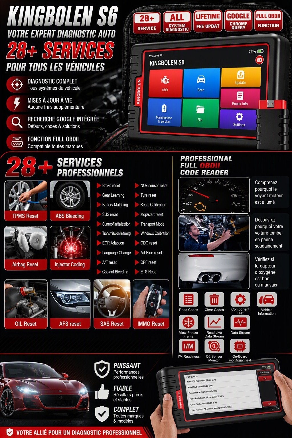 Tablette tactile Diagnostic Kingbolen S6 automobile professi