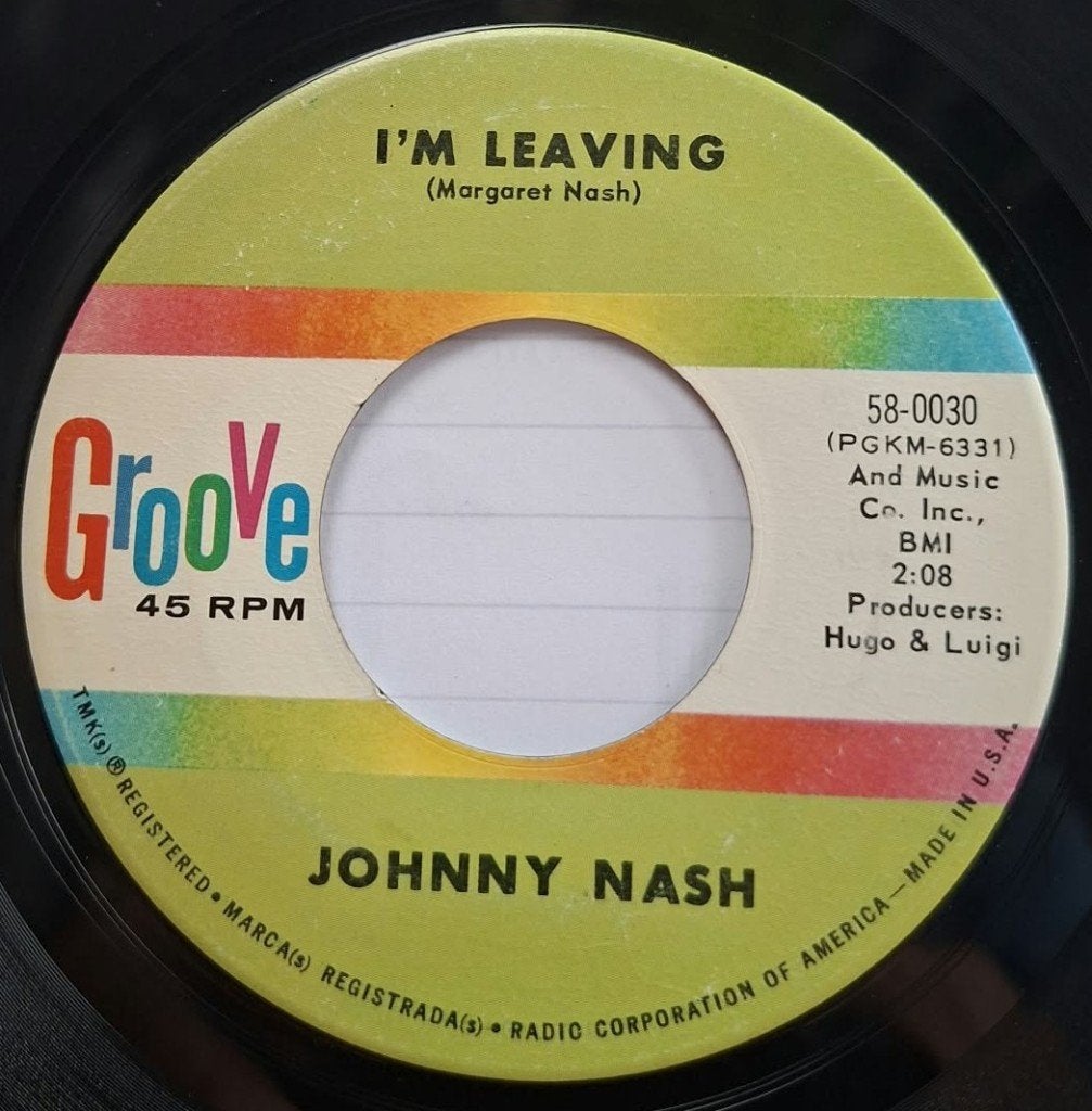 Johnny Nash - I'm Leaving * Popcorn Oldies *, CD & DVD, Enlèvement ou Envoi, 7 inch, Utilisé, Housse de protection extérieure