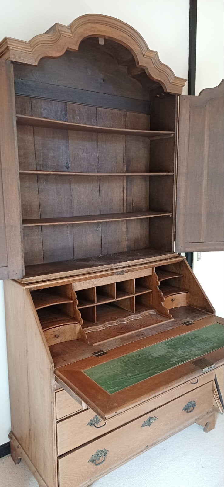 Eiken secretaire met opzetkast, Ophalen, Gebruikt