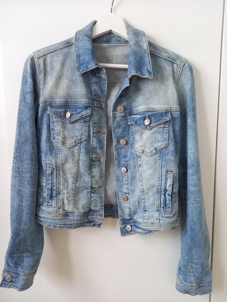 TRENDY JEANSVEST/JAS - PERFECTE STAAT, Kleding | Dames, Truien en Vesten, Gedragen, Maat 36 (S), Blauw, Ophalen of Verzenden