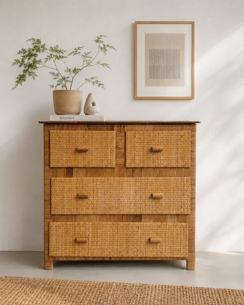 Vintage rotan dressoir — Riviera-stijl jaren 70, Ophalen