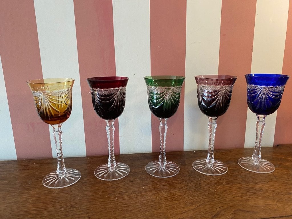 Serie de 5 verres en cristal, Enlèvement ou Envoi, Comme neuf, Autres types