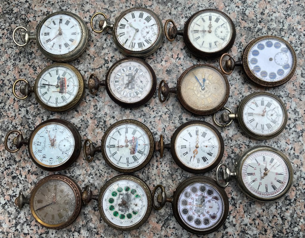 REGULATEUR horloge groot 69 mm horloge, lot van 15 horloges, Ophalen, Zakhorloge, Staal, 1900 tot 1930