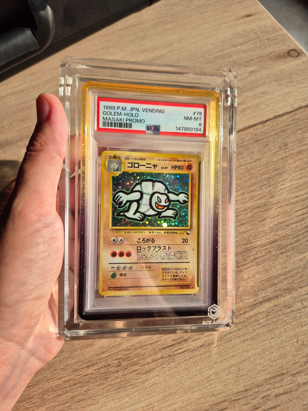 pokemon golem holo swirl masaki promo japanese psa8 nm mint, Ophalen of Verzenden