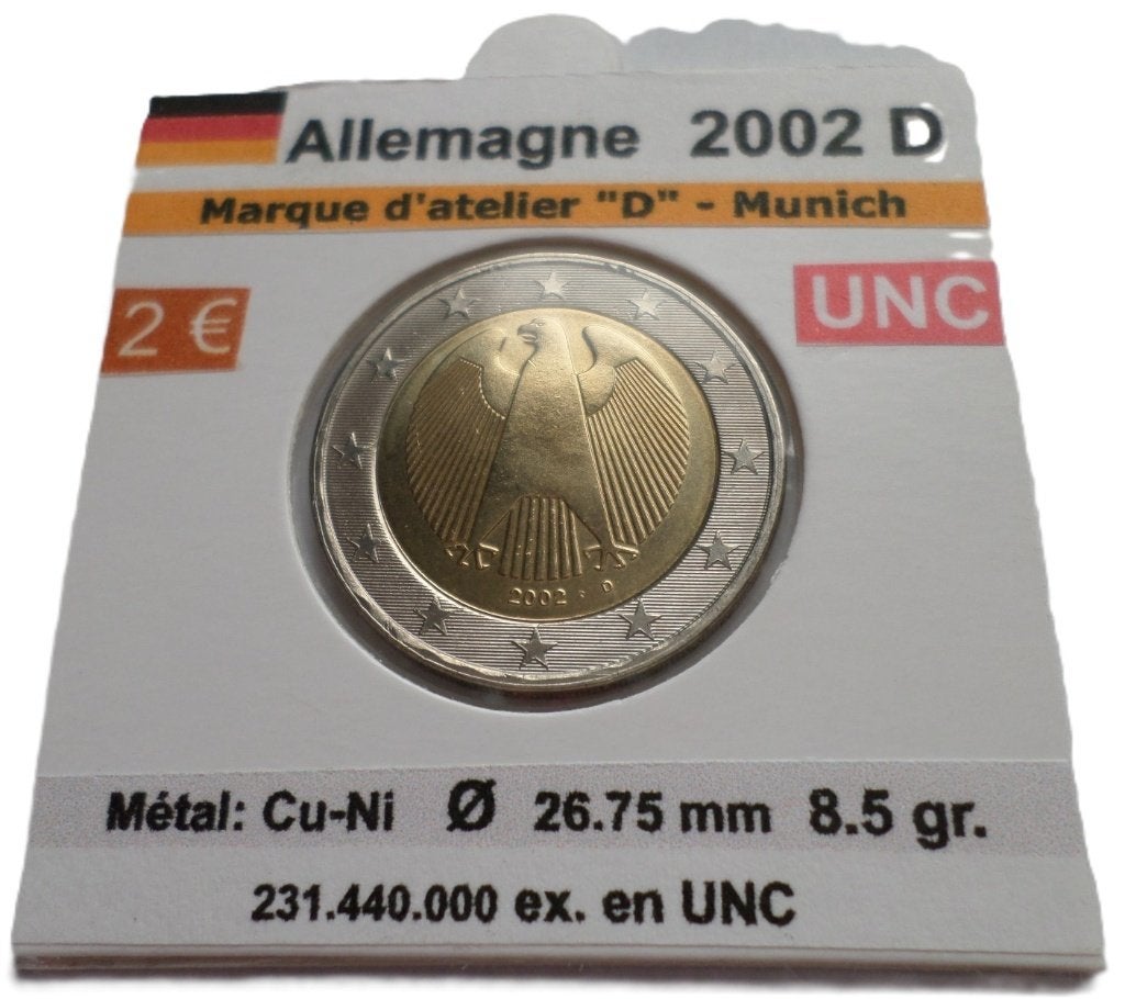 ALLEMAGNE 2 euro année 2002 D. Neuve UNC, Timbres & Monnaies, Envoi, Allemagne, 2 euros, Monnaie en vrac