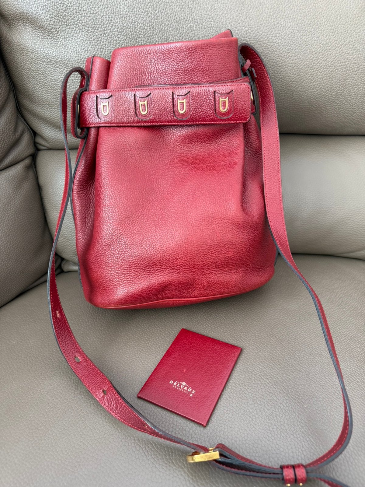 Sac à bandoulière Delvaux Calicot rouge bordeaux, Enlèvement ou Envoi, Comme neuf, Rouge