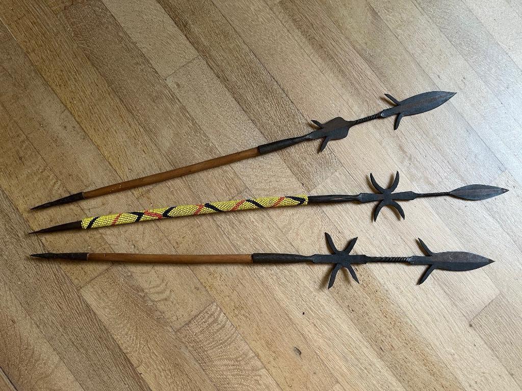 Authentieke handgesmede Afrikaanse speren / assegai - Congo, Antiek en Kunst, Ophalen