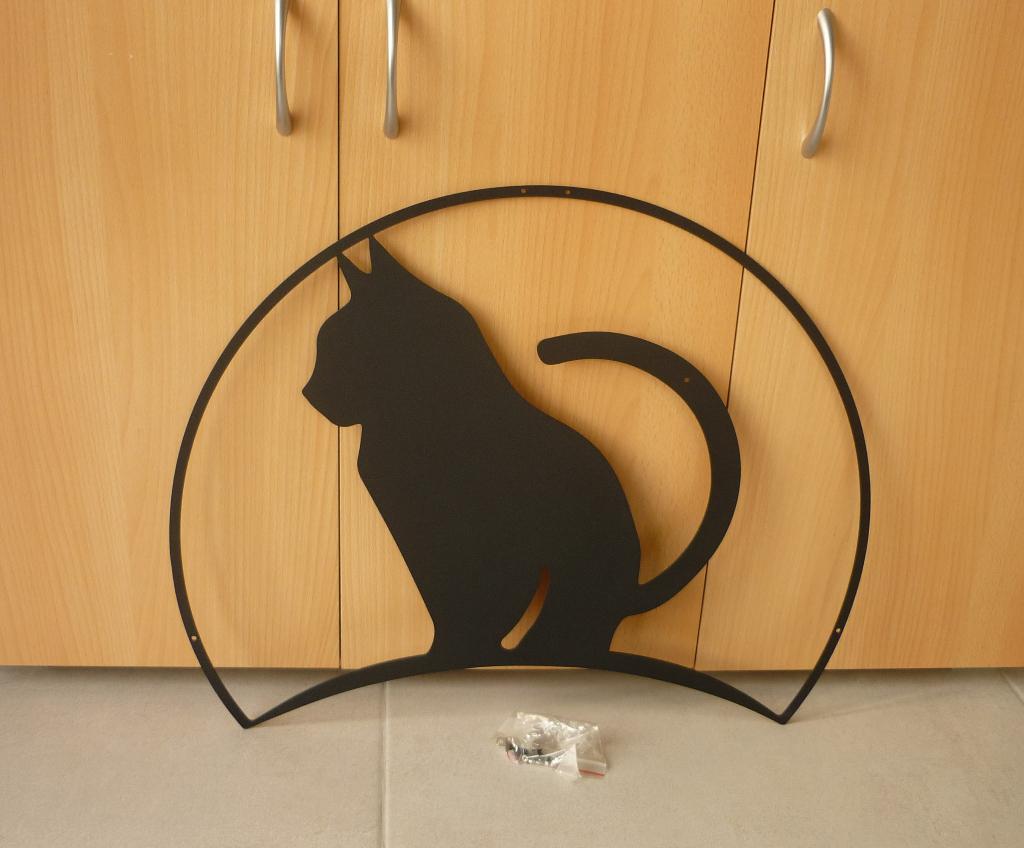Zwarte metalen boog kat plaat wanddecoratie muurdecoratie, Enlèvement ou Envoi