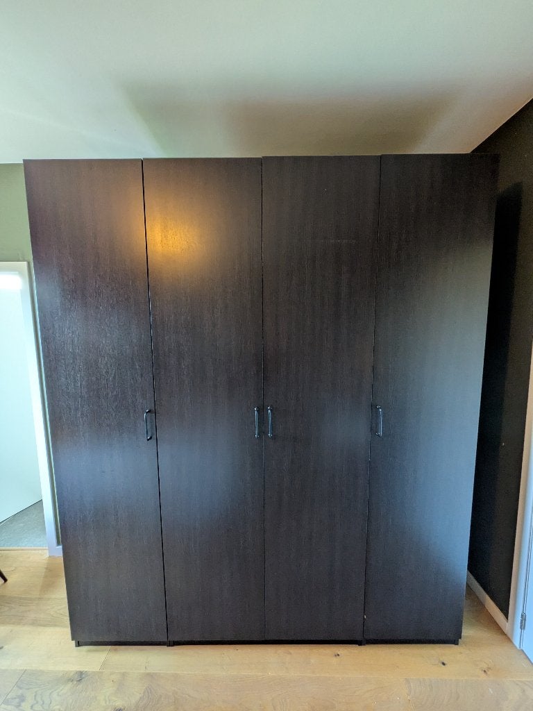 IKEA PAX kledingkast met volledige inrichting – zwartbruin, Huis en Inrichting, Ophalen, Gebruikt, 200 cm of meer, Met lade(s)