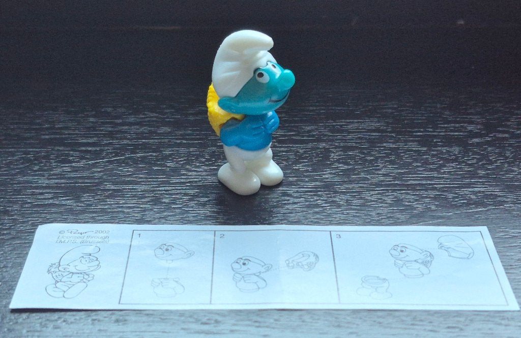 Schtroumpfs 1996 Schtroumpf + corbeille EU de l'Est + Bpz, Collections, Enlèvement ou Envoi, Comme neuf, Figurines