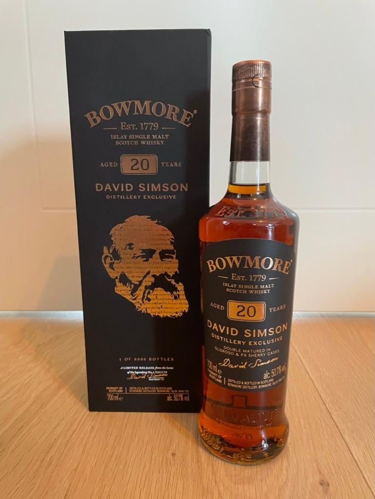 Bowmore David Simson 20 yr. old, Ophalen of Verzenden, Nieuw, Vol