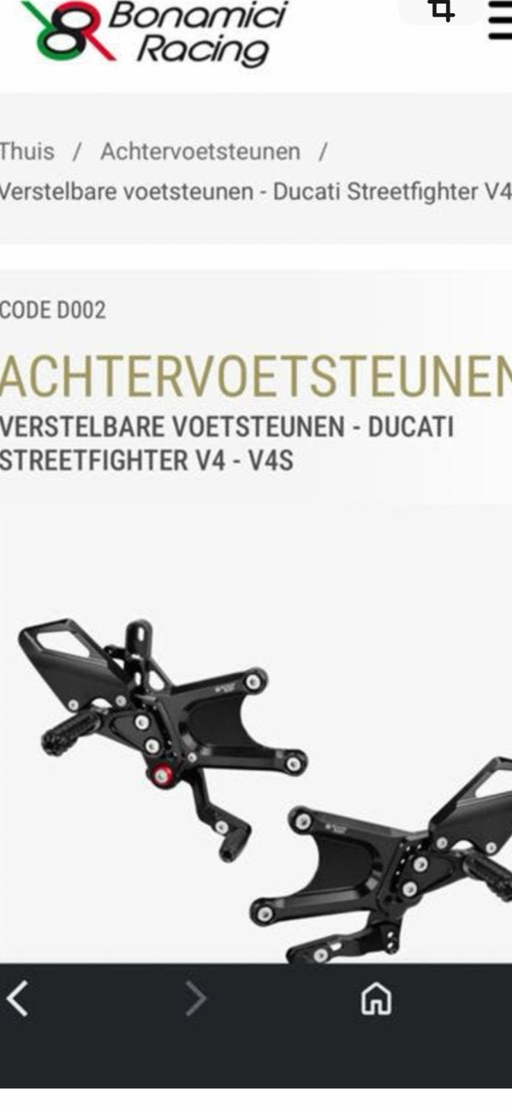 Ducati Streetfighter V4 voetsteunen., Enlèvement, Neuf