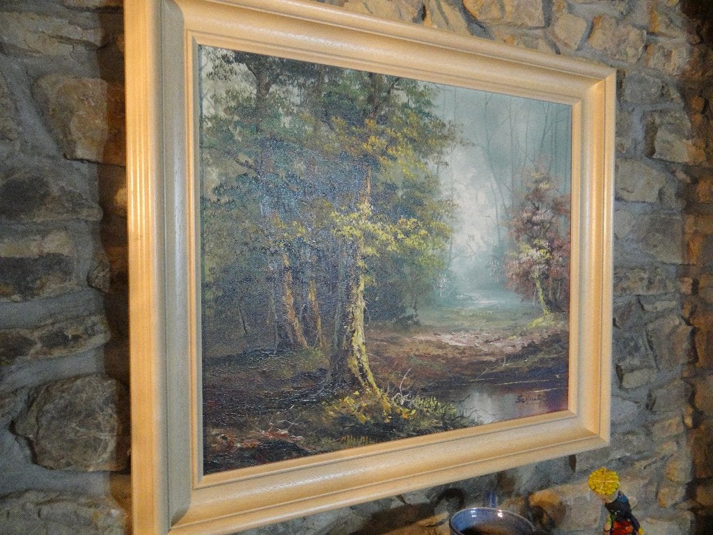 peinture à l'huile - vintage - R.SCHILLER - années 70, Antiquités & Art, Enlèvement ou Envoi, Peinture à l'huile, Paysage, Signé