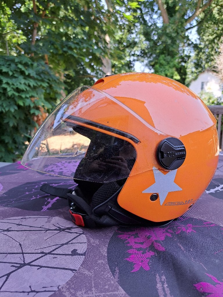Helm oranje maat L, Motoren, Kleding | Motorhelmen, Ophalen, Tweedehands, L, Dames