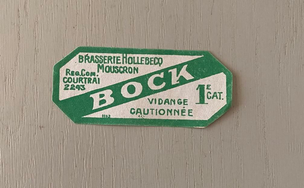 Ancienne étiquette BOCK brasserie HOLLEBECQ - MOUSCRON, Enlèvement ou Envoi, Comme neuf