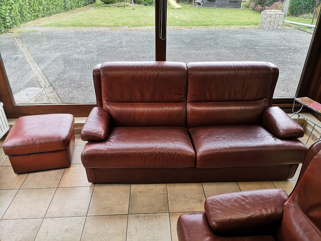 Oude salonzetels (leder), Ophalen, Gebruikt, Leer