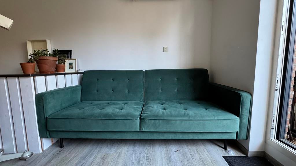 Mooie groene zetel / slaapbank te koop, Huis en Inrichting, Zetels | Zetels, Ophalen, Zo goed als nieuw