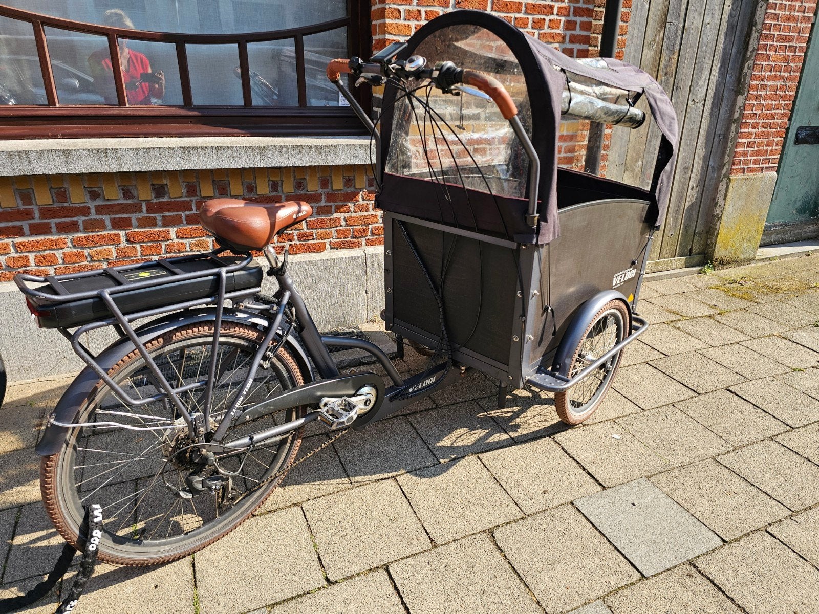 veloci electrische bakfiets, 4 kinderen of meer, Gebruikt, Huif, Schijfrem