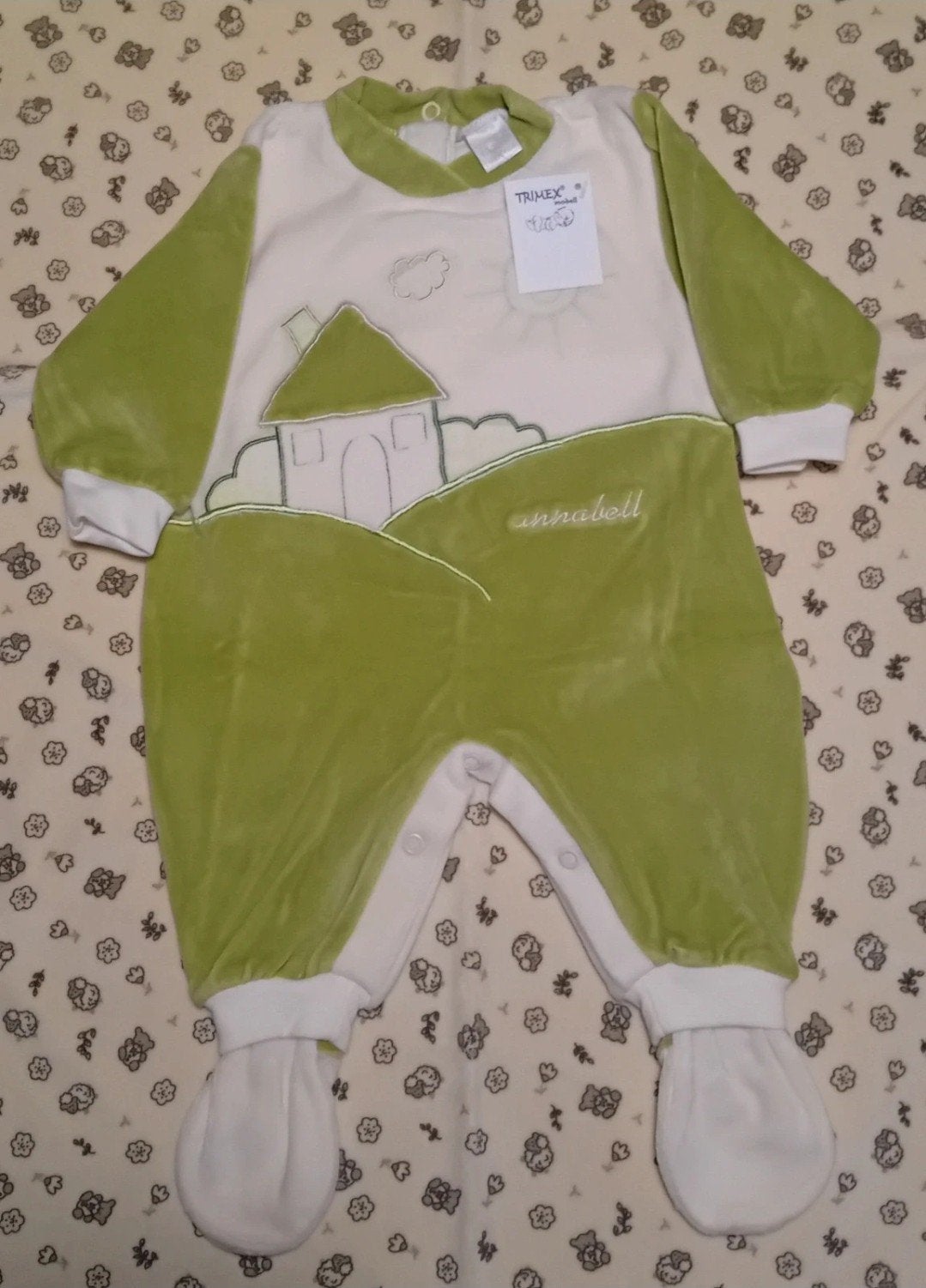 Zachte en knusse groene en witte pluche baby romper!, Ophalen of Verzenden, Pakje