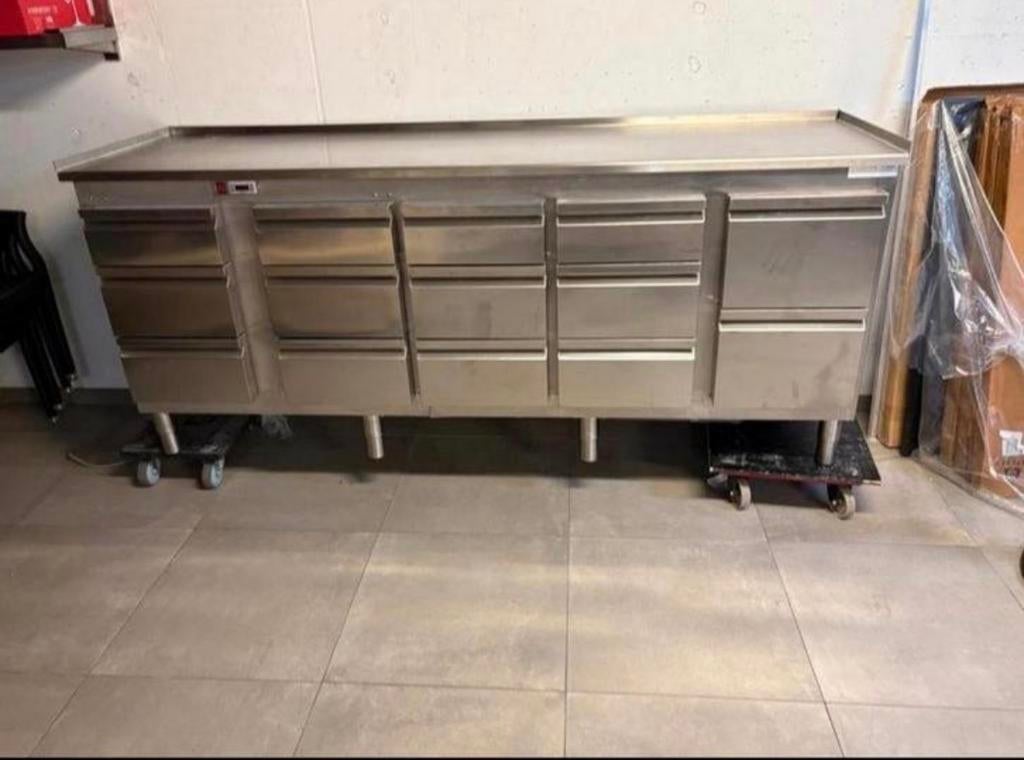 Koelwerkbank inox -14 laden, Ophalen, Zo goed als nieuw