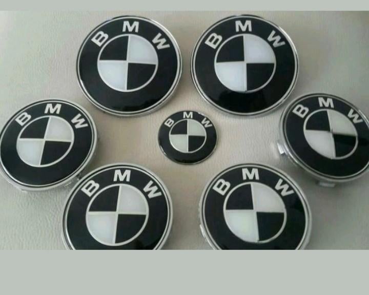 Bmw emblemen set van 7x logo's in zwart wit, Auto diversen, Tuning en Styling, Ophalen of Verzenden