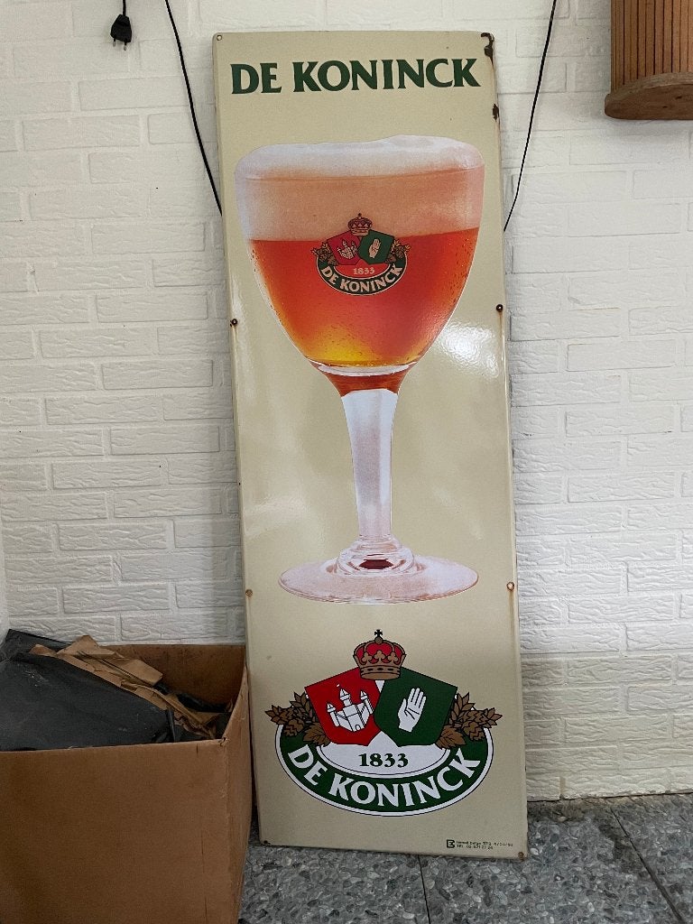 Vintage emaille De Koninck reclamebord, Ophalen