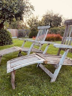 ligstoel, Jardin & Terrasse, Chaises longues, Enlèvement, Utilisé, Bois de teck, Pliant