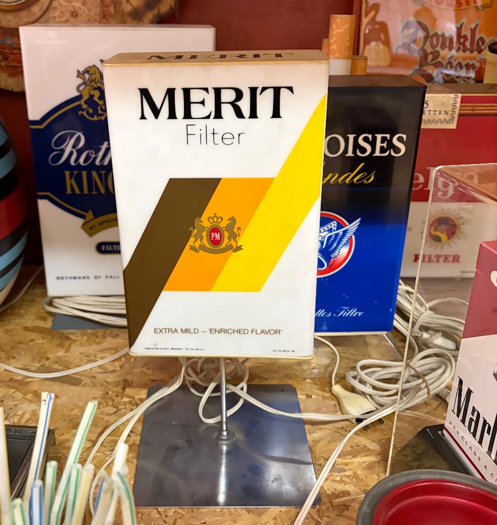 Vintage MERIT FILTER Lampe publicitaire OTTEN ann. 1970, Envoi