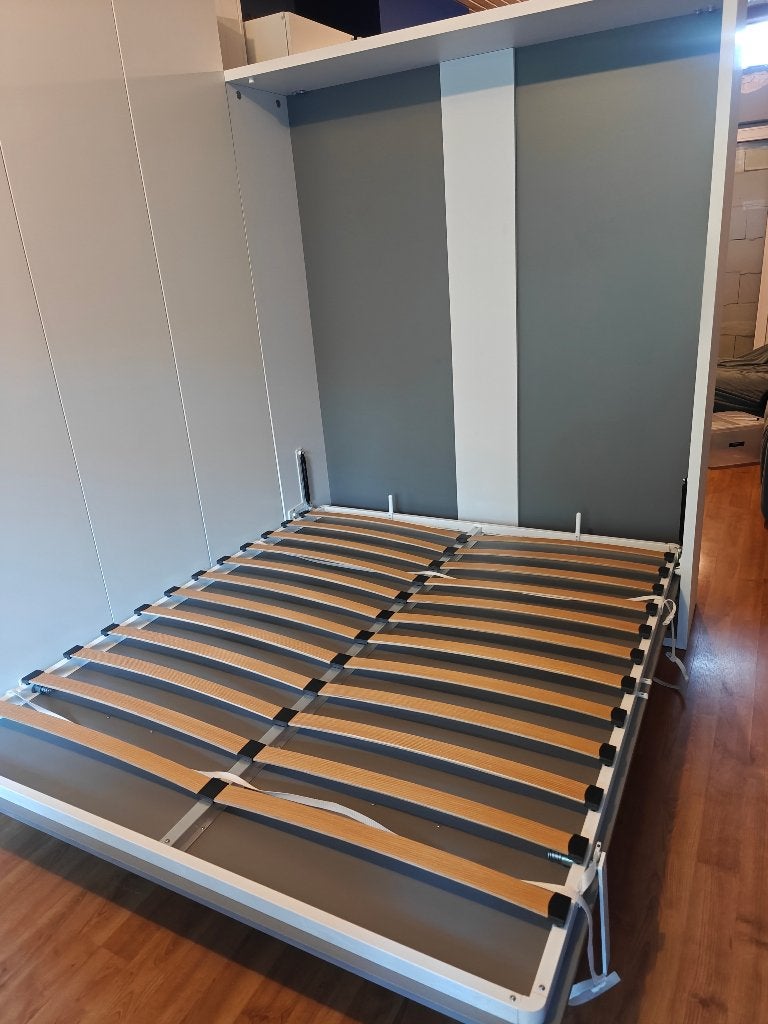 Degelijk opklapbed / kastbed 160 x 200 cm – Zeer goede staat, Ophalen, Wit, Tweepersoons, Zo goed als nieuw