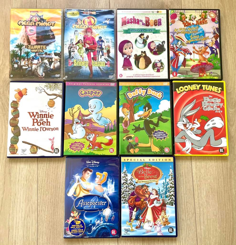 KinderDVD’s:Hopla,Uki,Mega Mindy,Assepoester,Tom&Gerry,Poeh,, Ophalen of Verzenden, Zo goed als nieuw