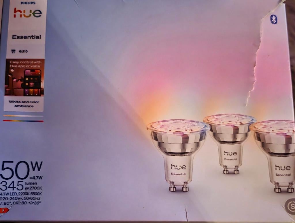 Philips Hue GU10 Essential white & color Ambiance ( 3-pack), Enlèvement, Neuf, 30 à 60 watts, Ampoule LED