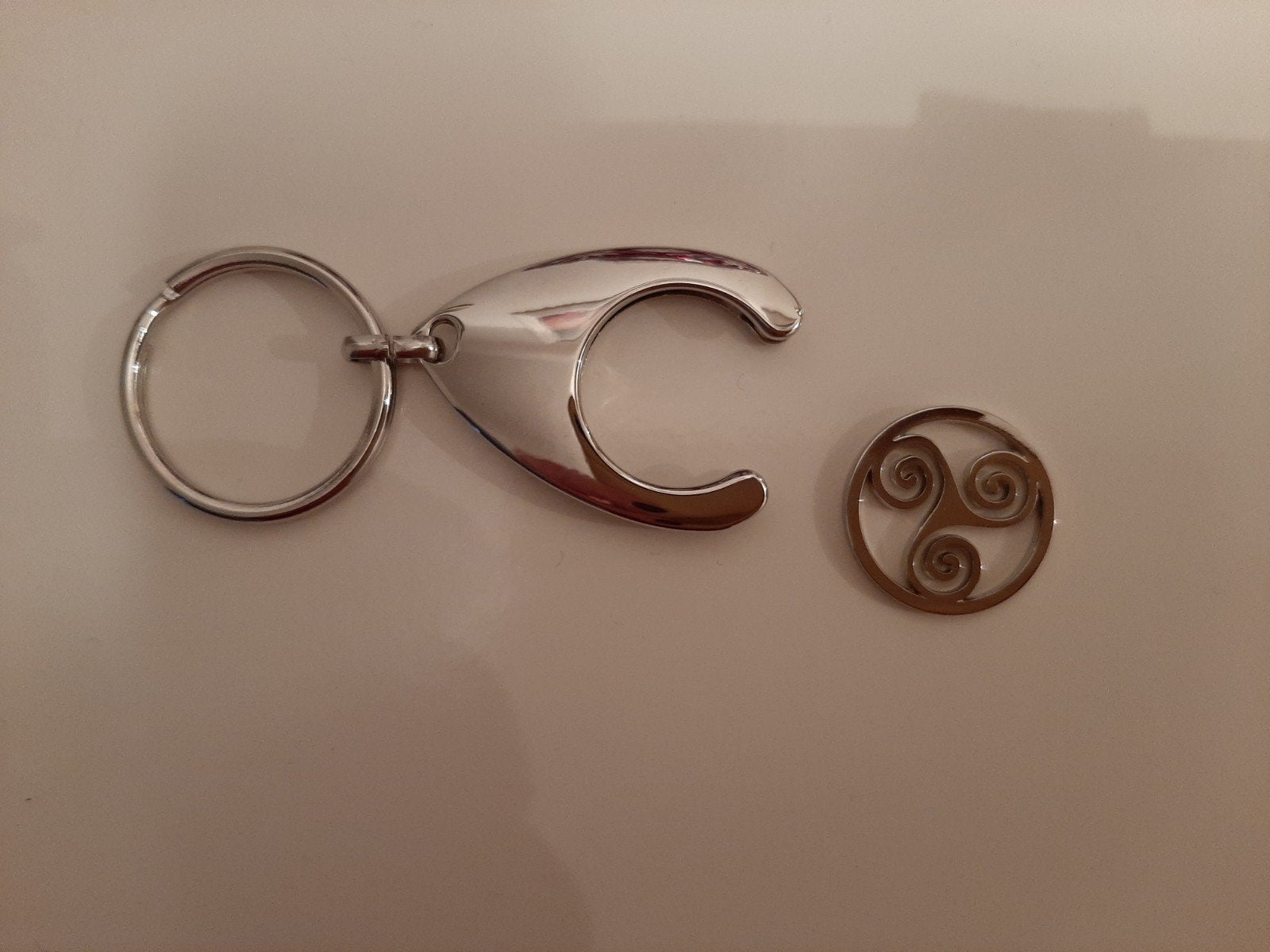 Sleutelhanger met winkelwagenmuntje - NIEUW, Ophalen