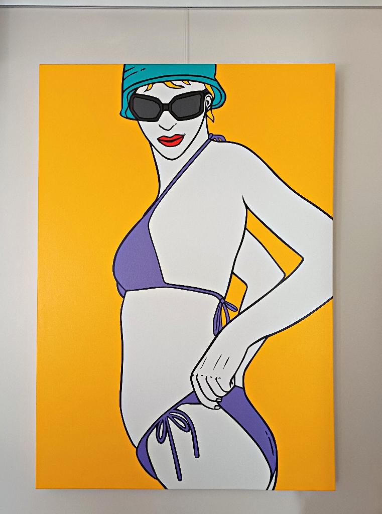 Origineel schilderij op doek - Vahero - Bikini girl - 70x100, Antiek en Kunst, Ophalen