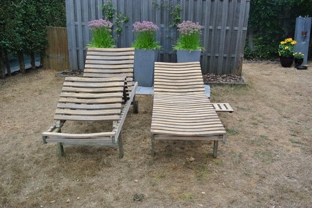 ligbedden teak met kussens, Tuin en Terras, Ophalen, Gebruikt, Teakhout, Verstelbaar