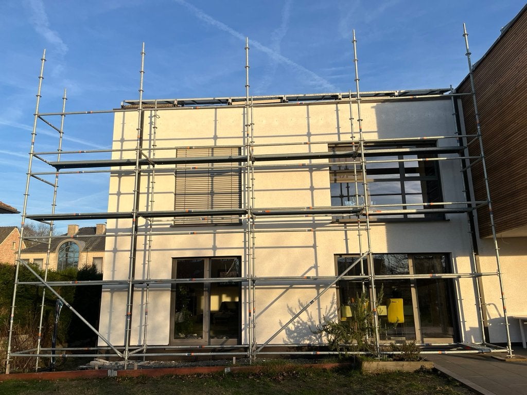 Stelling voor gevelwerken en renovaties, Doe-het-zelf en Bouw, Ophalen, Gebruikt, Gevelsteiger, 5 meter of hoger