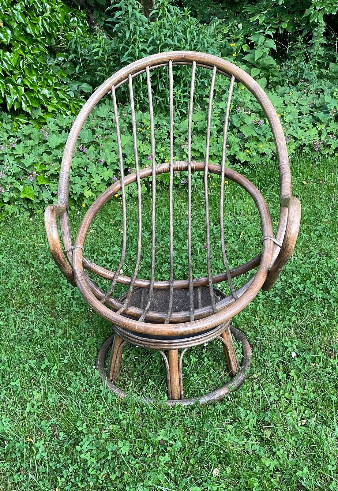 Fauteuil vintage, années 70/80, pivotant, Enlèvement, Utilisé, Osier ou Rotin, Vintage, années 70/80