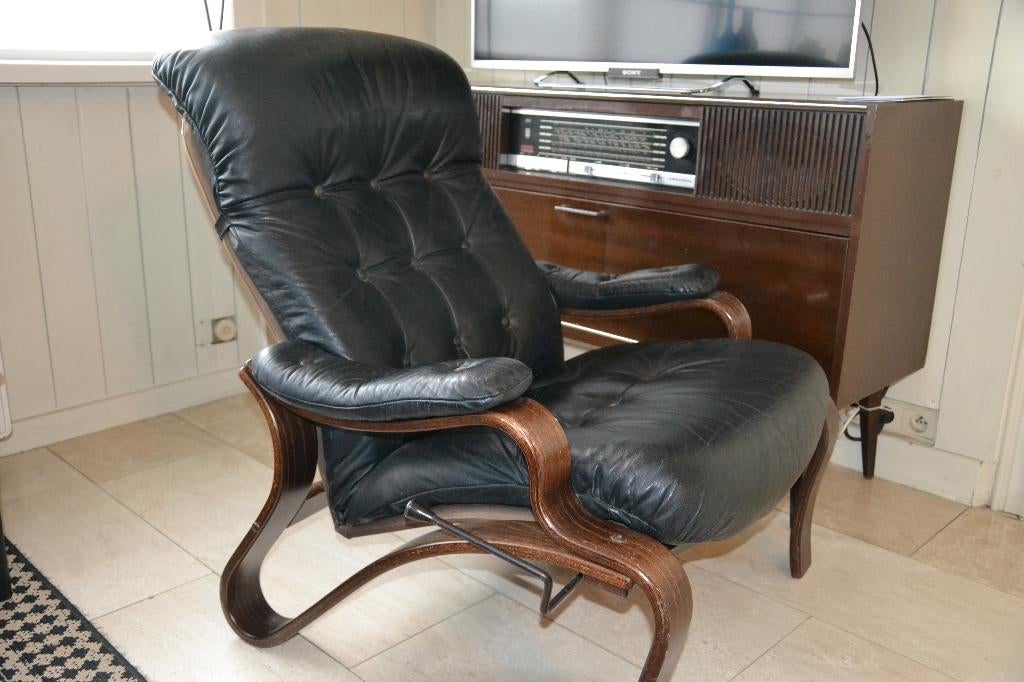 Vintage relaxfauteuil, Ophalen, Gebruikt, 125 tot 150 cm, Scandinavisch