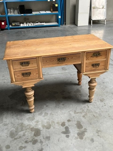 Rustiek houten bureau – landelijke stijl – 5 laden – 120 cm, Ophalen