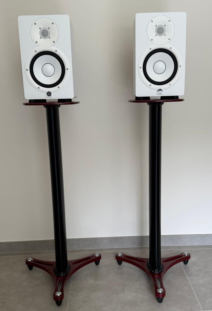 2 monitorluidsprekers en 2 hoogwaardige statieven., Computers en Software, Pc speakers, Zo goed als nieuw, Ophalen