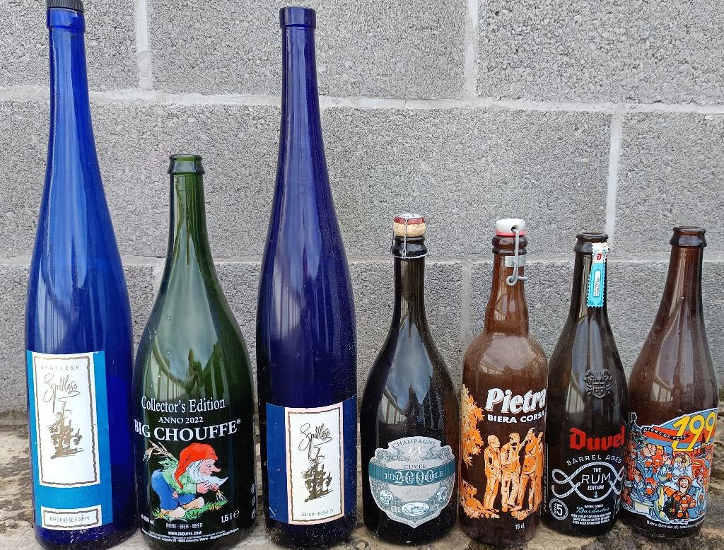 bouteilles sérigraphiées vin ,bière ,champagne, Collections, Enlèvement, Utilisé, Autres régions, Champagne
