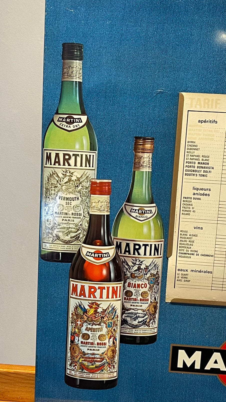 Liste de prix Martini en boîte., Enlèvement ou Envoi, Utilisé, Panneau publicitaire